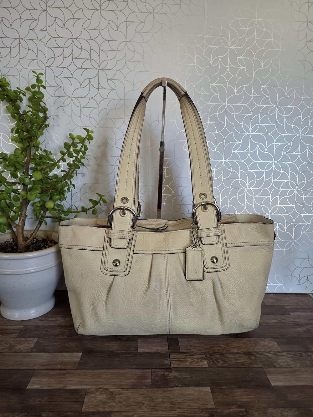 Vintage Coach Soho Pleated Leather Shoulder Bag / Tote